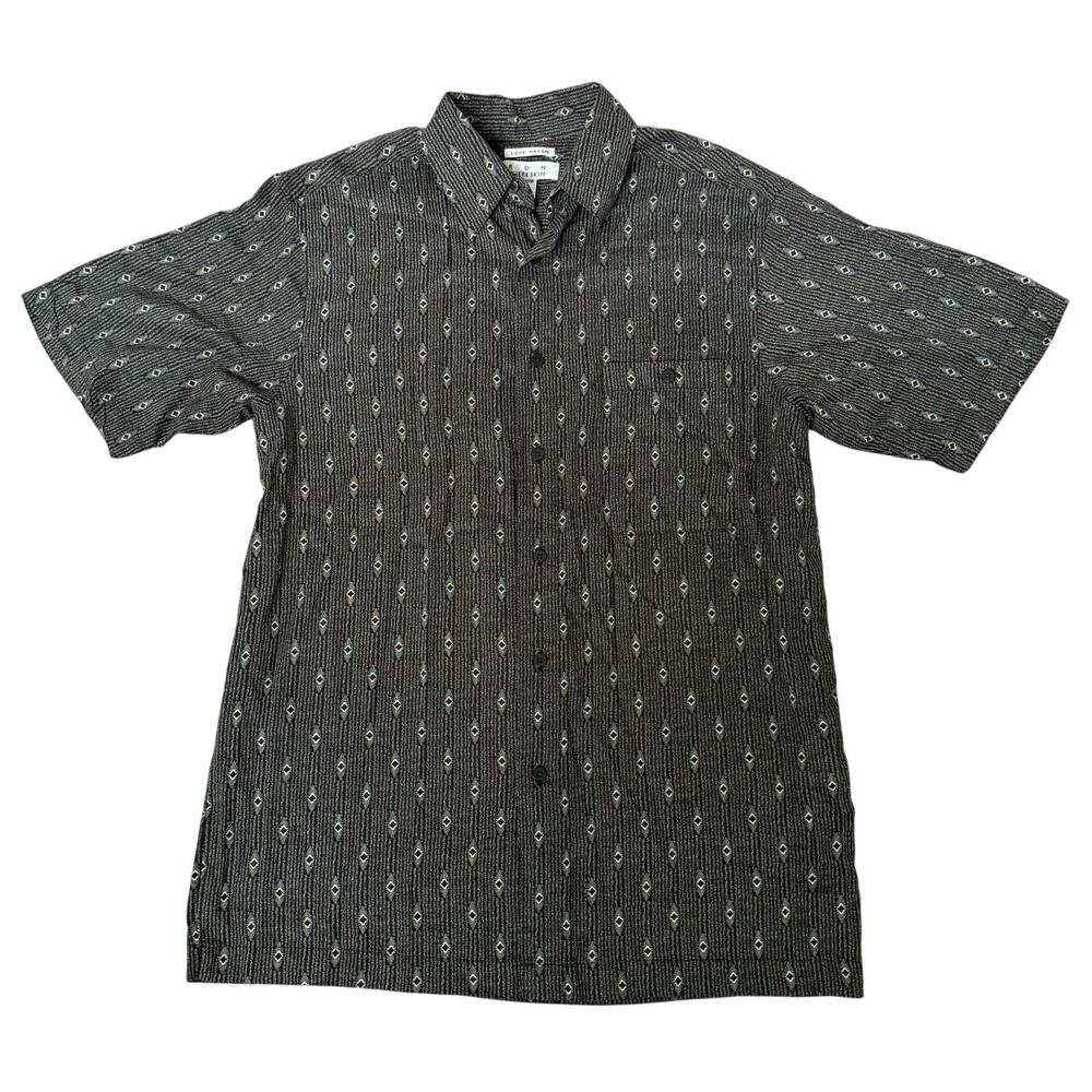 Ron Chereskin Men's Luxe Rayon Geometric Button-Down Shirt Size Small